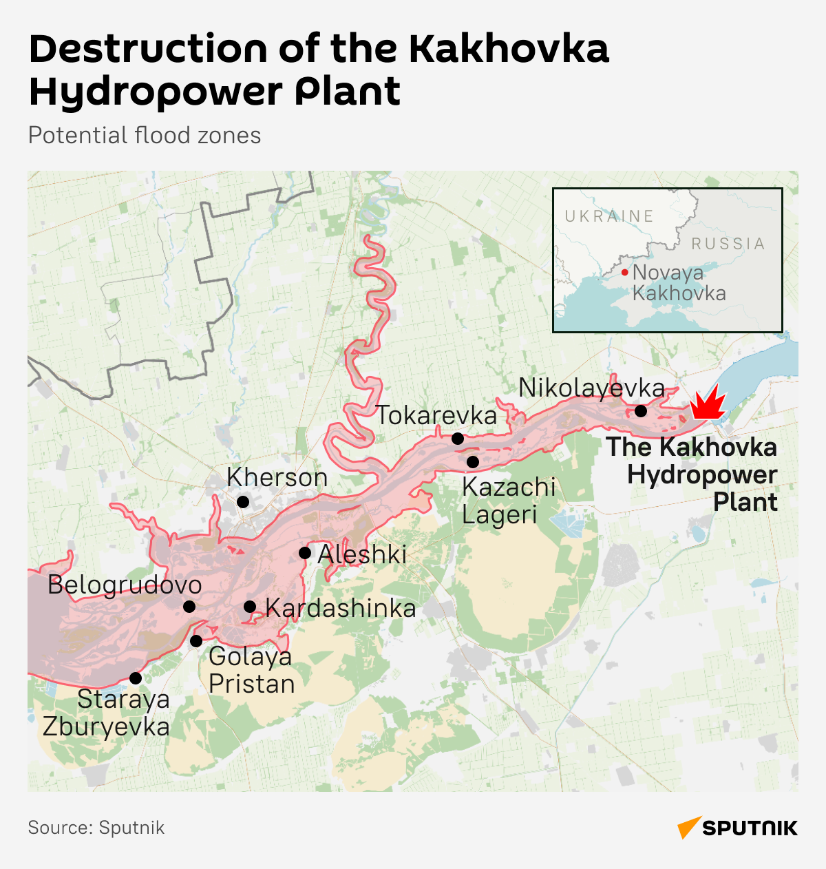 Kakhovka flood desk - Sputnik International
