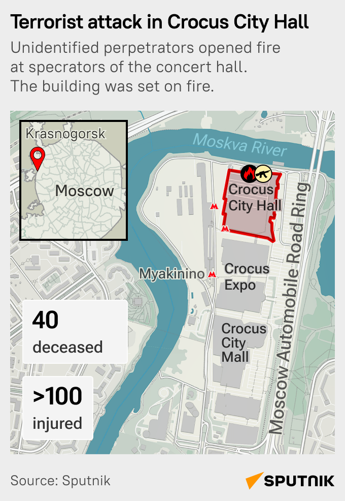Terrorist attack in Crocus City Hall, Moscow region. - Sputnik International