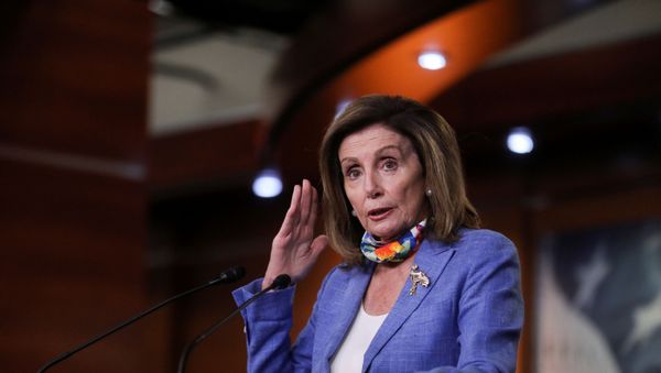 U.S. House Speaker Nancy Pelosi (D-CA) speaks to reporters following a classified intelligence briefing on reports that Russia paid the Taliban bounties to kill U.S. military in Afghanistan, during her weekly news conference on Capitol Hill in Washington, U.S. July 2, 2020. - Sputnik International