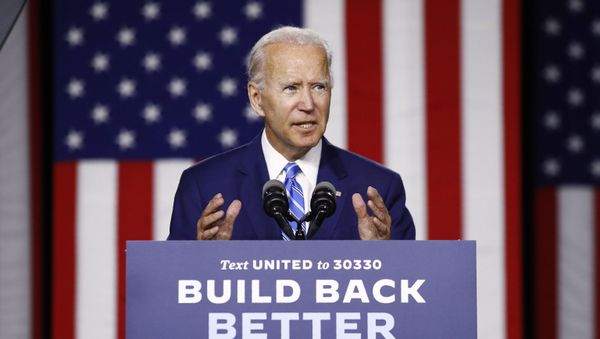 Democratic presidential candidate, former Vice President Joe Biden speaks during a campaign event, Tuesday, July 14, 2020, in Wilmington, Del. - Sputnik International