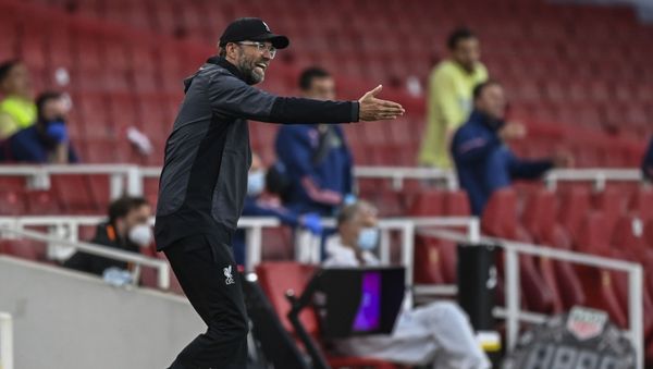 Liverpool's manager Jurgen Klopp gestures during the English Premier League soccer match between Arsenal and Liverpool at the Emirates Stadium in London, England, Wednesday, July 15, 2020. - Sputnik International