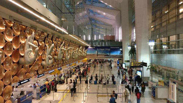 Sculpture of hasta mudras or hand gestures at Terminal 3 of Indira Gandhi International Airport in New Delhi, India - Sputnik International