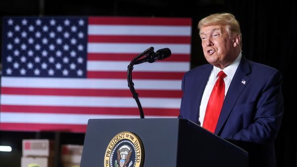 U.S. President Donald Trump speaks about Trump administration plans on infrastructure during an event at the United Parcel Service (UPS) Airport Facility in Atlanta, Georgia, U.S.,  July 15, 2020 - Sputnik International