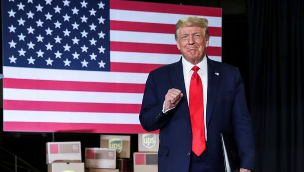 U.S. President Donald Trump arrives to speak at an event at the United Parcel Service (UPS) Airport Facility in Atlanta, Georgia, U.S.,  July 15, 2020. - Sputnik International