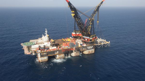 An aerial view shows the foundation platform of Leviathan natural gas field, in the Mediterranean Sea, off the coast of Haifa, Israel on 31 January 2019 An aerial view shows the foundation platform of Leviathan natural gas field, in the Mediterranean Sea, off the coast of Haifa, Israel on 31 January 2019 - Sputnik International
