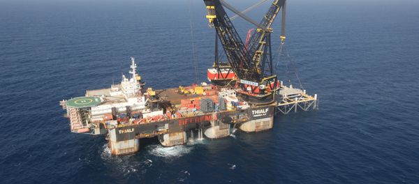 An aerial view shows the foundation platform of Leviathan natural gas field, in the Mediterranean Sea, off the coast of Haifa, Israel January 31, 2019 An aerial view shows the foundation platform of Leviathan natural gas field, in the Mediterranean Sea, off the coast of Haifa, Israel January 31, 2019 - Sputnik International