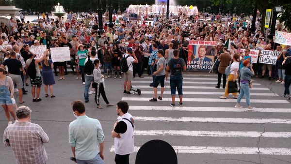 Unauthorised rally in Russia's Far Eastern city of Khabarovsk - Sputnik International