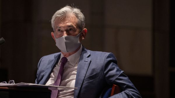 Federal Reserve Chairman Jerome Powell, wearing a face mask, testifies before the House of Representatives Financial Services Committee during a hearing on oversight of the Treasury Department and Federal Reserve response to the outbreak of the coronavirus disease (COVID-19), on Capitol Hill in Washington, U.S., June 30, 2020. Federal Reserve Chairman Jerome Powell, wearing a face mask, testifies before the House of Representatives Financial Services Committee during a hearing on oversight of the Treasury Department and Federal Reserve response to the outbreak of the coronavirus disease (COVID-19), on Capitol Hill in Washington, U.S., June 30, 2020. - Sputnik International