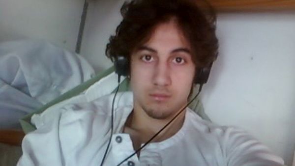 Boston bombing suspect Dzhokhar Tsarnaev is pictured in this file handout photo presented as evidence by the U.S. Attorney's Office in Boston, Massachusetts on March 23, 2015 - Sputnik International