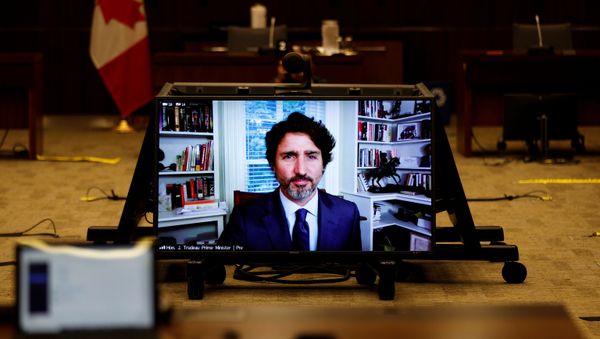 Canada's Prime Minister Justin Trudeau attends a House of Commons finance committee meeting, in Ottawa, Ontario, Canada July 30, 2020 - Sputnik International