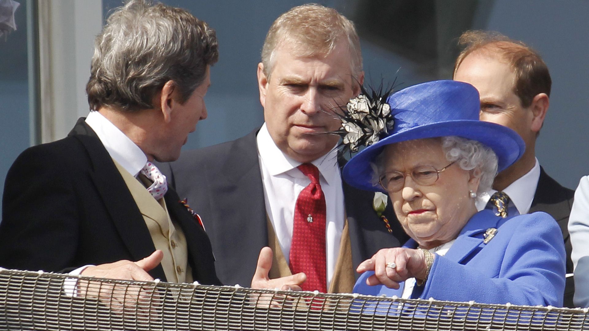 Britain's Queen Elizabeth II, right, talks to her son Prince Andrew, center, as she looks out from the balcony at the end of the Epsom Derby horse race at Epsom racecourse, England at the start of a four-day Diamond Jubilee celebration to mark the 60th anniversary of Queen Elizabeth II accession to the throne, Saturday, June 2, 2012 Britain's Queen Elizabeth II, right, talks to her son Prince Andrew, center, as she looks out from the balcony at the end of the Epsom Derby horse race at Epsom racecourse, England at the start of a four-day Diamond Jubilee celebration to mark the 60th anniversary of Queen Elizabeth II accession to the throne, Saturday, June 2, 2012 - Sputnik International, 1920, 08.01.2022