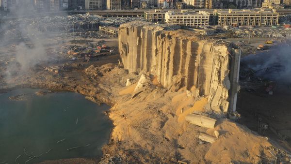 In this drone picture, the destroyed silo sits in rubble and debris after an explosion at the seaport of Beirut, Lebanon, Lebanon, Wednesday, Aug. 5, 2020.  - Sputnik International
