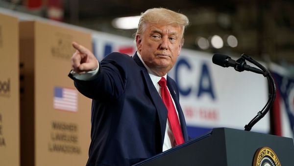 U.S. President Donald Trump speaks during a visit to a Whirlpool Corporation washing machine factory in Clyde, Ohio, U.S., August 6, 2020. - Sputnik International
