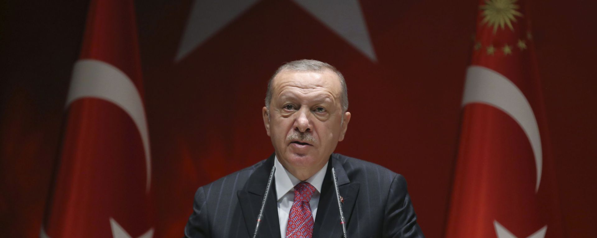 Turkey's President Recep Tayyip Erdogan addresses his party members, in Ankara, Turkey, Thursday, Aug. 13, 2020 Turkey's President Recep Tayyip Erdogan addresses his party members, in Ankara, Turkey, Thursday, Aug. 13, 2020 - Sputnik International, 1920, 17.01.2023