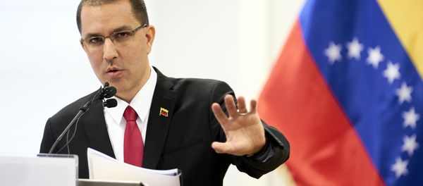 Venezuela's Foreign Minster Jorge Arreaza speaks during a press conference after visiting the International Criminal Court in The Hague, Netherlands, Thursday, Feb. 13, 2020. - Sputnik International