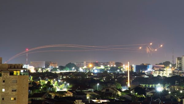 Iron Dome anti-missile system fires interception missiles as rockets are launched from Gaza towards Israel, as seen from the city of Ashkelon, Israel, August 16, 2020 - Sputnik International