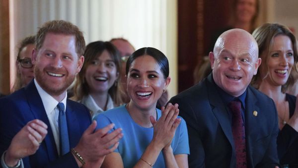 Britain's Prince Harry and Meghan, the Duchess of Sussex, cheer during a marriage proposal at the Endeavour Fund Awards at Mansion House in London, Thursday, March 5, 2020 Britain's Prince Harry and Meghan, the Duchess of Sussex, cheer during a marriage proposal at the Endeavour Fund Awards at Mansion House in London, Thursday, March 5, 2020 - Sputnik International