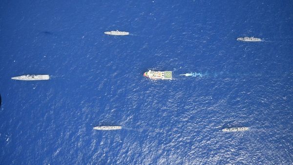 Turkish seismic research vessel Oruc Reis is escorted by Turkish Navy ships as it sets sail in the Mediterranean Sea, off Antalya, Turkey, August 10, 2020. Picture taken August 10, 2020 - Sputnik International