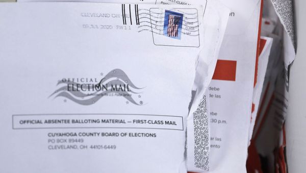 Applications for voter ballots are seen at the Cuyahoga County Board of Elections Tuesday, July 14, 2020, in Cleveland - Sputnik International