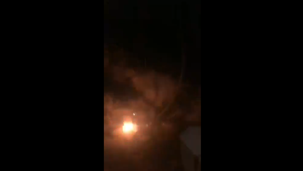 Several Iron Dome missiles race to intercept rockets fired from Gaza over the Israeli town of Sderot - Sputnik International