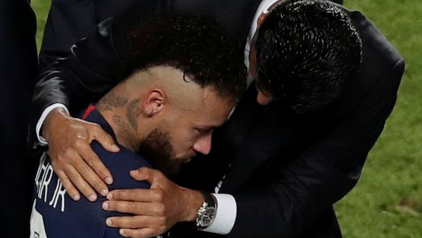 Soccer Football - Champions League - Final - Bayern Munich v Paris St Germain - Estadio da Luz, Lisbon, Portugal - August 23, 2020 Paris St Germain's Neymar dejected after the match with Paris St Germain President Nasser Al-Khelaifi, as play resumes behind closed doors following the outbreak of the coronavirus disease (COVID-19) Soccer Football - Champions League - Final - Bayern Munich v Paris St Germain - Estadio da Luz, Lisbon, Portugal - August 23, 2020 Paris St Germain's Neymar dejected after the match with Paris St Germain President Nasser Al-Khelaifi, as play resumes behind closed doors following the outbreak of the coronavirus disease (COVID-19) - Sputnik International