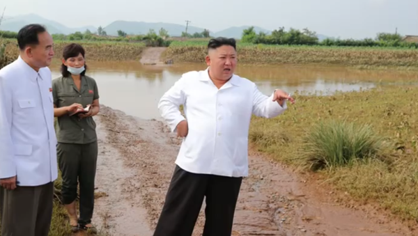 North Korean leader Kim Jong-un inspects a flood-damaged area in the country's northeast, August 2020. North Korean leader Kim Jong-un inspects a flood-damaged area in the country's northeast, August 2020. - Sputnik International