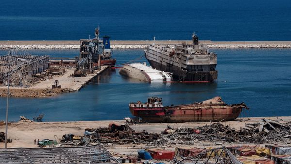 A general view shows the damaged port area in the aftermath of a massive explosion in Beirut, Lebanon, August 17, 2020. - Sputnik International