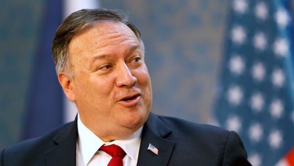 U.S. Secretary of State Mike Pompeo addresses the media at a joint news conference with the Czech prime minister, at the start of a four-nation tour of Europe, in Prague, Czech Republic August 12, 2020. Petr David Josek/Pool  - Sputnik International