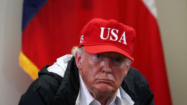 U.S. President Donald Trump attends a briefing during his visit to the nearby areas damaged by Hurricane Laura in Orange, Texas, U.S., August 29, 2020 - Sputnik International