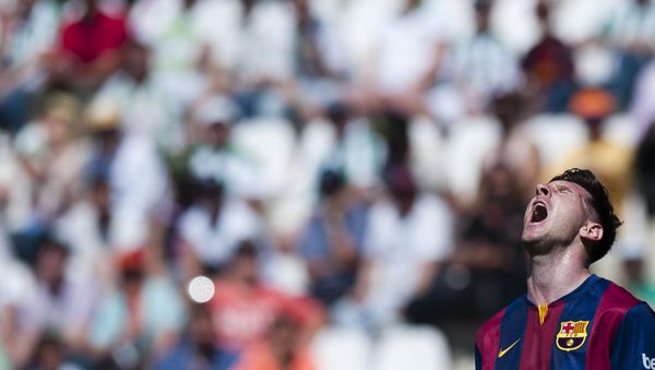 Barcelona's Lionel Messi gestures during a Spanish La Liga soccer match between Cordoba and FC Barcelona at El Arcangel stadium in Cordoba, Spain, Saturday May 2, 2015.  - Sputnik International