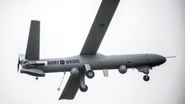 Watchkeeper is pictured during flight trials at Parc Aberporth in West Wales. - Sputnik International