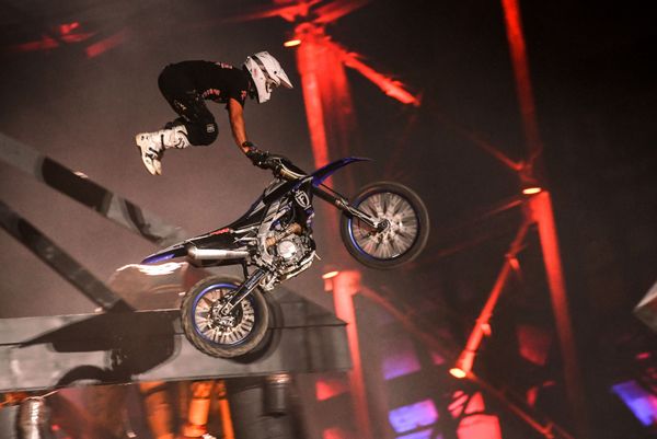 A stuntman at an international bike show outside Sevastopol A stuntman at an international bike show outside Sevastopol - Sputnik International