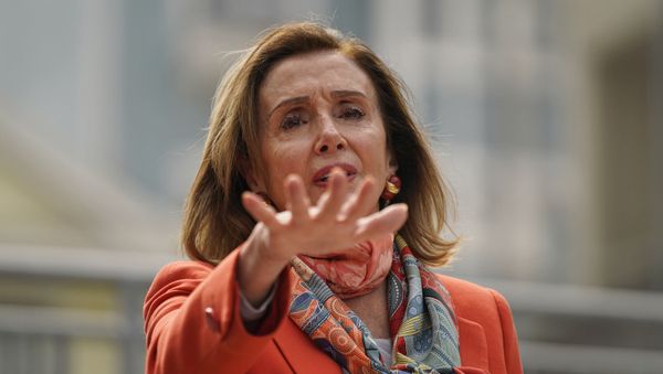 House Speaker Nancy Pelosi gestures while speaking about her visit to a hair salon during a news conference at the Mission Education Center Elementary School Wednesday, Sept. 2, 2020, in San Francisco - Sputnik International
