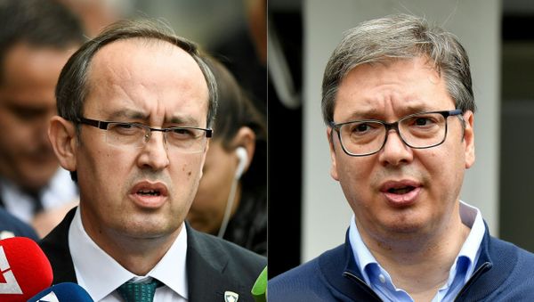 This combination of file photographs created on July 6, 2020 shows (L) newly elected Kosovo Prime Minister Avdullah Hoti as he speaks to the media in Pristina on June 3, 2020 and (R) Serbian President Aleksandar Vucic addressing the media outside a polling station in Belgrade on June 21, 2020. - The United States hopes to foster a breakthrough in talks between Balkan war foes Kosovo and Serbia as leaders of the two countries meet at the White House September 3 and September 4, 2020. More than two decades after their bloody ethnic conflict, Serbia refuses to recognize the independence that its former province Kosovo declared in 2008. This combination of file photographs created on July 6, 2020 shows (L) newly elected Kosovo Prime Minister Avdullah Hoti as he speaks to the media in Pristina on June 3, 2020 and (R) Serbian President Aleksandar Vucic addressing the media outside a polling station in Belgrade on June 21, 2020. - The United States hopes to foster a breakthrough in talks between Balkan war foes Kosovo and Serbia as leaders of the two countries meet at the White House September 3 and September 4, 2020. More than two decades after their bloody ethnic conflict, Serbia refuses to recognize the independence that its former province Kosovo declared in 2008. - Sputnik International