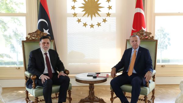 Turkey's President Tayyip Erdogan meets with Libya's internationally recognised Prime Minister Fayez al-Sarraj in Istanbul, Turkey, September 6, 2020. Turkey's President Tayyip Erdogan meets with Libya's internationally recognised Prime Minister Fayez al-Sarraj in Istanbul, Turkey, September 6, 2020. - Sputnik International