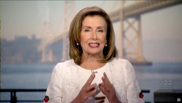 Speaker of the House Nancy Pelosi (D-CA) speaks by video feed during the virtual 2020 Democratic National Convention as participants from across the country are hosted over video links from the originally planned site of the convention in Milwaukee, Wisconsin, U.S. August 19, 2020. - Sputnik International