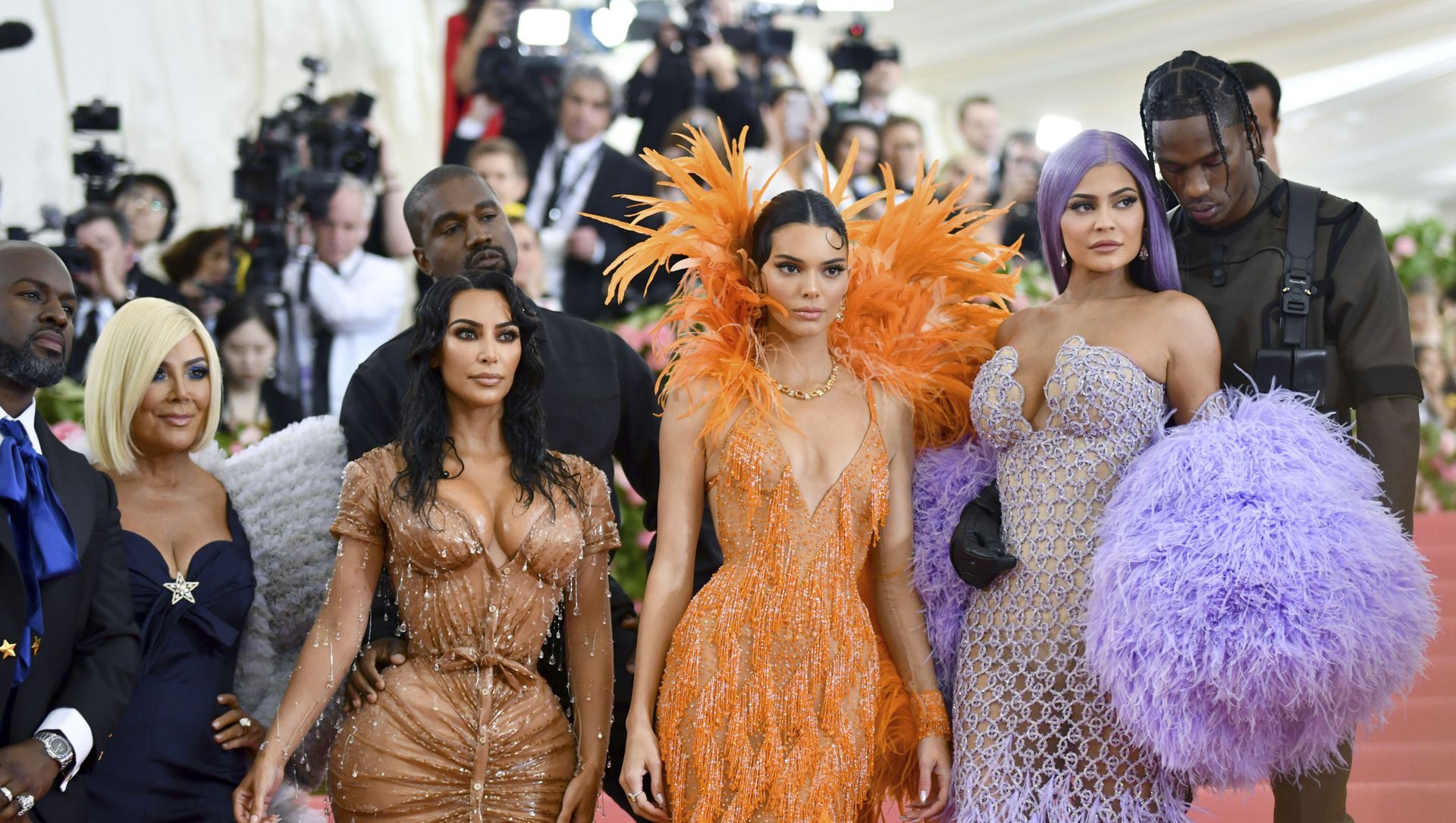 Corey Gamble, from left, Kris Jenner, Kim Kardashian, Kanye West, Kendall Jenner, Kylie Jenner and Travis Scott attend The Metropolitan Museum of Art's Costume Institute benefit gala celebrating the opening of the Camp: Notes on Fashion exhibition on Monday, May 6, 2019, in New York. Corey Gamble, from left, Kris Jenner, Kim Kardashian, Kanye West, Kendall Jenner, Kylie Jenner and Travis Scott attend The Metropolitan Museum of Art's Costume Institute benefit gala celebrating the opening of the Camp: Notes on Fashion exhibition on Monday, May 6, 2019, in New York. - Sputnik International, 1920, 13.02.2021