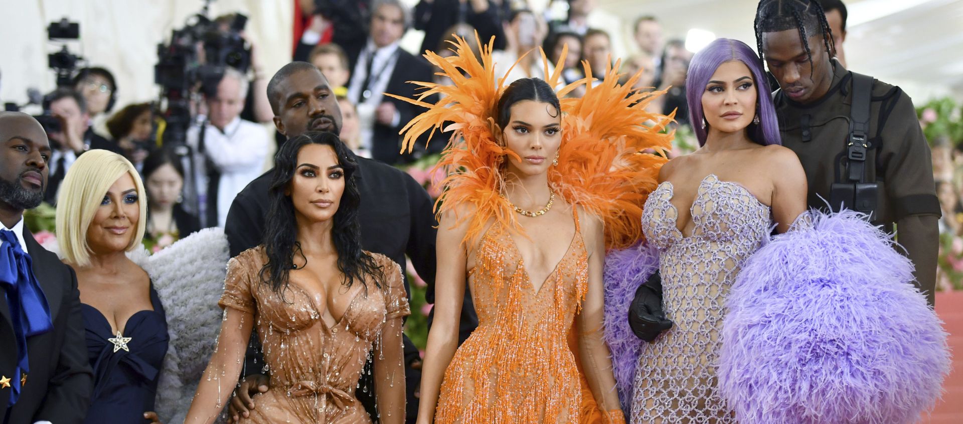 Corey Gamble, from left, Kris Jenner, Kim Kardashian, Kanye West, Kendall Jenner, Kylie Jenner and Travis Scott attend The Metropolitan Museum of Art's Costume Institute benefit gala celebrating the opening of the Camp: Notes on Fashion exhibition on Monday, May 6, 2019, in New York. Corey Gamble, from left, Kris Jenner, Kim Kardashian, Kanye West, Kendall Jenner, Kylie Jenner and Travis Scott attend The Metropolitan Museum of Art's Costume Institute benefit gala celebrating the opening of the Camp: Notes on Fashion exhibition on Monday, May 6, 2019, in New York. - Sputnik International, 1920, 13.02.2021
