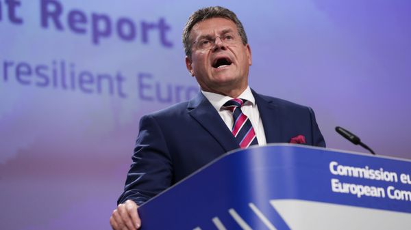 European Commissioner for Inter-institutional Relations and Foresight Maros Sefcovic talks to journalists during a news conference at the European Commission headquarters in Brussels, Wednesday, Sept. 9, 2020 - Sputnik International