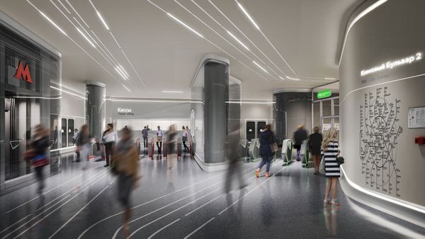The draft project of the Klenovy Bulvar (Maple Avenue) metro station in Moscow developed by Zaha Hadid Architects. - Sputnik International