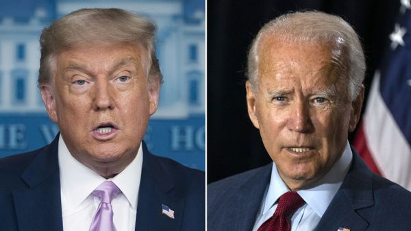 In this combination photo, president Donald Trump, left, speaks at a news conference on Aug. 11, 2020, in Washington and Democratic presidential candidate former Vice President Joe Biden speaks in Wilmington, Del. on Aug. 13, 2020. - Sputnik International