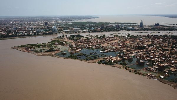 An aerial view shows buildings and roads submerged by floodwaters near the Nile River in South Khartoum, Sudan September 8, 2020. Picture taken September 8,2020 with a drone An aerial view shows buildings and roads submerged by floodwaters near the Nile River in South Khartoum, Sudan September 8, 2020. Picture taken September 8,2020 with a drone - Sputnik International