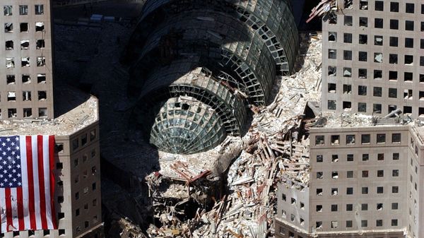 An aerial view shows a small portion of the crime scene where the World Trade Center collapsed following the 11 September terrorist attack - Sputnik International