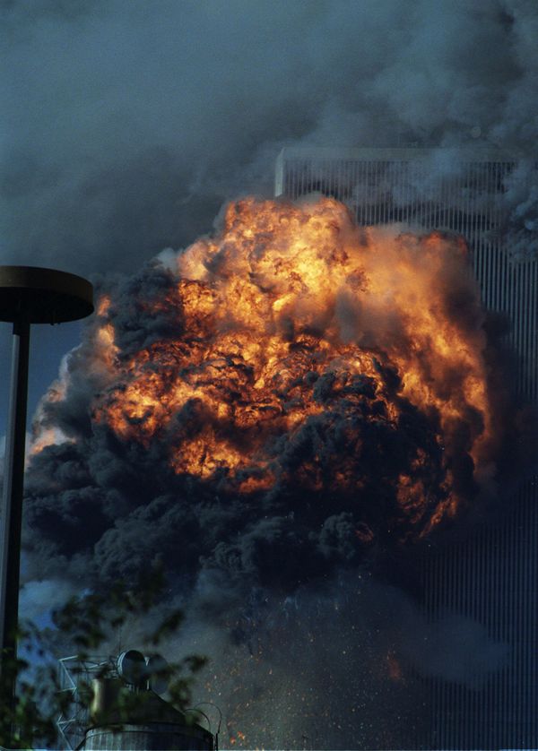 The south tower of the World Trade Center erupts in flames as it is struck by a second plane in a terrorist attack on the landmark complex The south tower of the World Trade Center erupts in flames as it is struck by a second plane in a terrorist attack on the landmark complex - Sputnik International