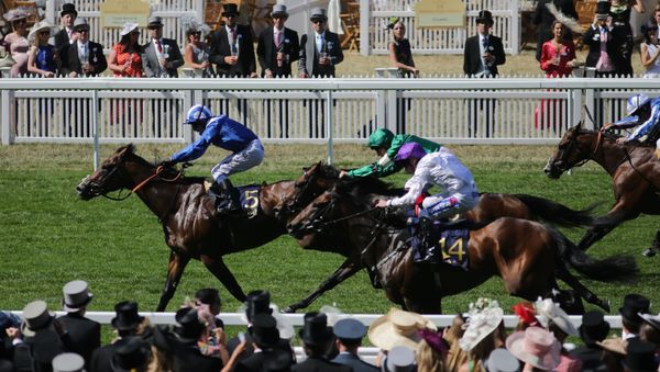 Horses race during the Commonwealth Cup on day four of the Royal Ascot horse racing meet, in Ascot, west of London, on June 22, 2018.  - Sputnik International