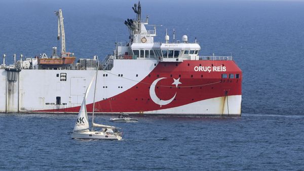 Turkey's research vessel, Oruc Reis anchored off the coast of Antalya on the Mediterranean, Turkey, Sunday, Sept. 13, 2020 - Sputnik International