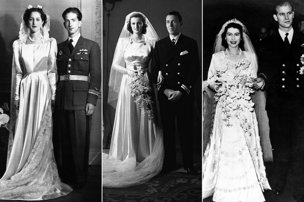 Princess Alexandra of Greece and Denmark (L) after her wedding with King Peter II of Yugoslavia on 20 March 1944; Lady Sarah Consuelo Spencer-Churchill (C) with husband, Lieutenant Edwin Russell on 15 May 1943; the future queen of Great Britain Elizabeth II with her husband Philip, Duke of Edinburgh, on 20 November 1947. Princess Alexandra of Greece and Denmark (L) after her wedding with King Peter II of Yugoslavia on 20 March 1944; Lady Sarah Consuelo Spencer-Churchill (C) with husband, Lieutenant Edwin Russell on 15 May 1943; the future queen of Great Britain Elizabeth II with her husband Philip, Duke of Edinburgh, on 20 November 1947. - Sputnik International