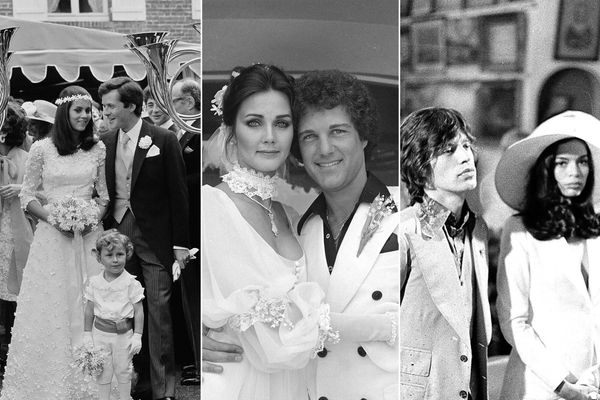 Daughter of Italian aristocrat, Olympia Aldobrandini (L) with her husband (Baron) David de Rothschild at their summer 1974 wedding in Normandy; Actress Lynda Carter (C) with her husband, producer Ron Samuels on 28 May 1977; human rights advocate Blanca Pérez-Mora Macías during her wedding with British rock musician, lead singer of the Rolling Stones, Mick Jagger, on 12 May 1971. Daughter of Italian aristocrat, Olympia Aldobrandini (L) with her husband (Baron) David de Rothschild at their summer 1974 wedding in Normandy; Actress Lynda Carter (C) with her husband, producer Ron Samuels on 28 May 1977; human rights advocate Blanca Pérez-Mora Macías during her wedding with British rock musician, lead singer of the Rolling Stones, Mick Jagger, on 12 May 1971. - Sputnik International