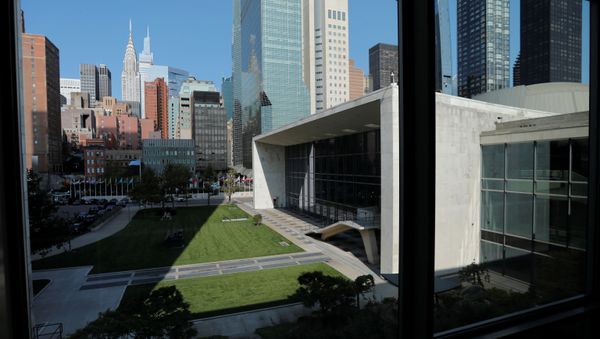 The exterior of the General Assembly Hall at United Nations headquarters is seen during the 75th annual U.N. - Sputnik International