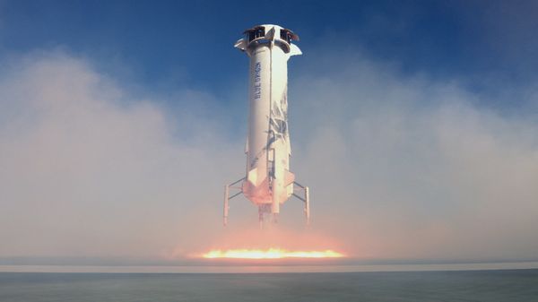 Blue Origin aerospace company's New Shepard rocket. - Sputnik International